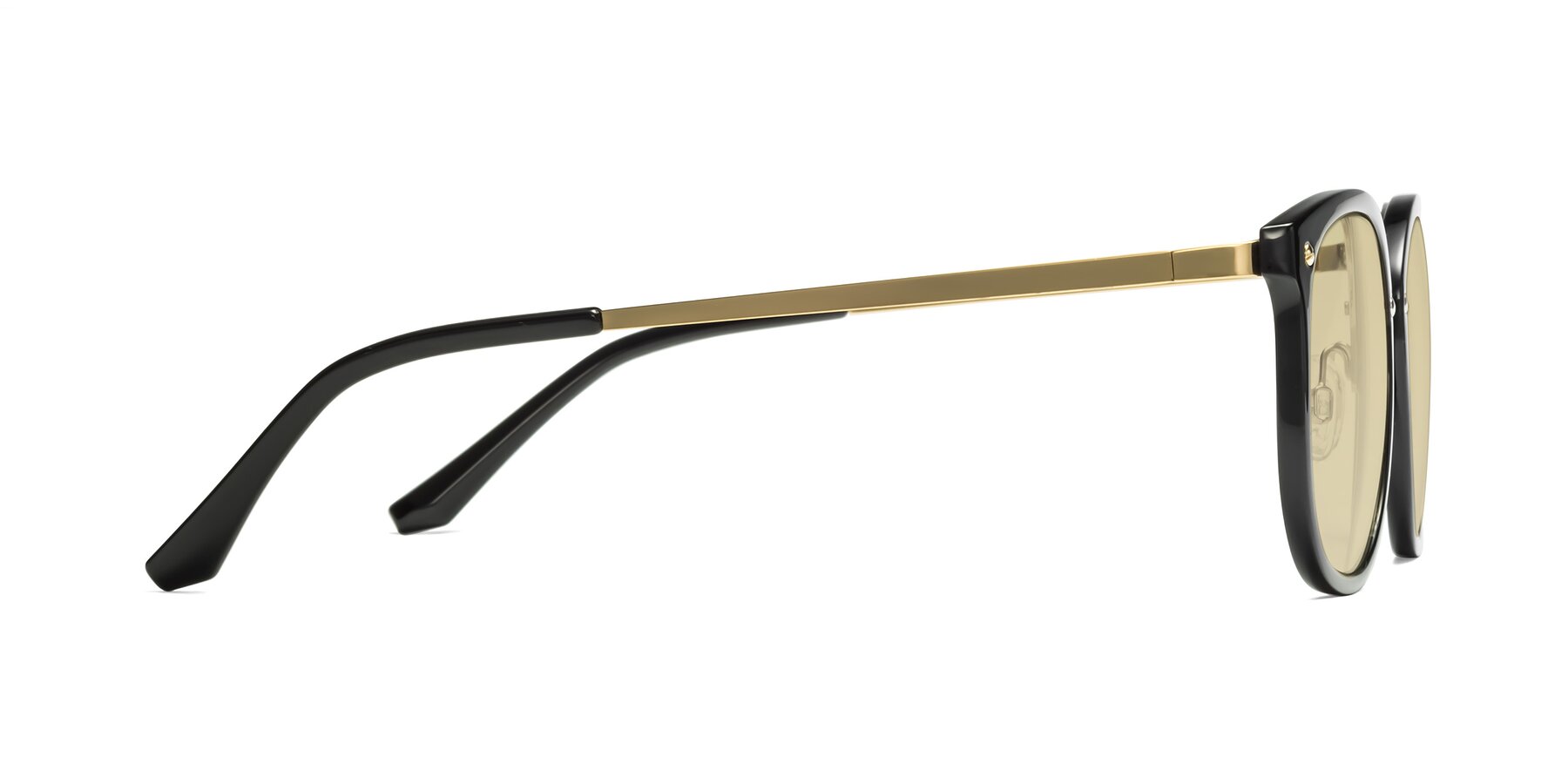 Side of Timeless in Black-Gold with Light Champagne Tinted Lenses