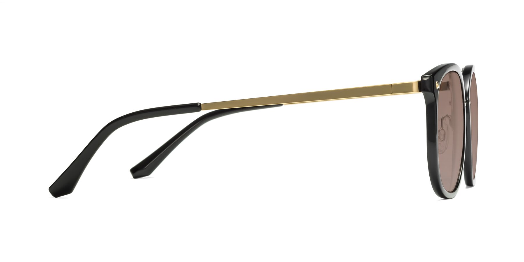 Side of Timeless in Black-Gold with Medium Brown Tinted Lenses