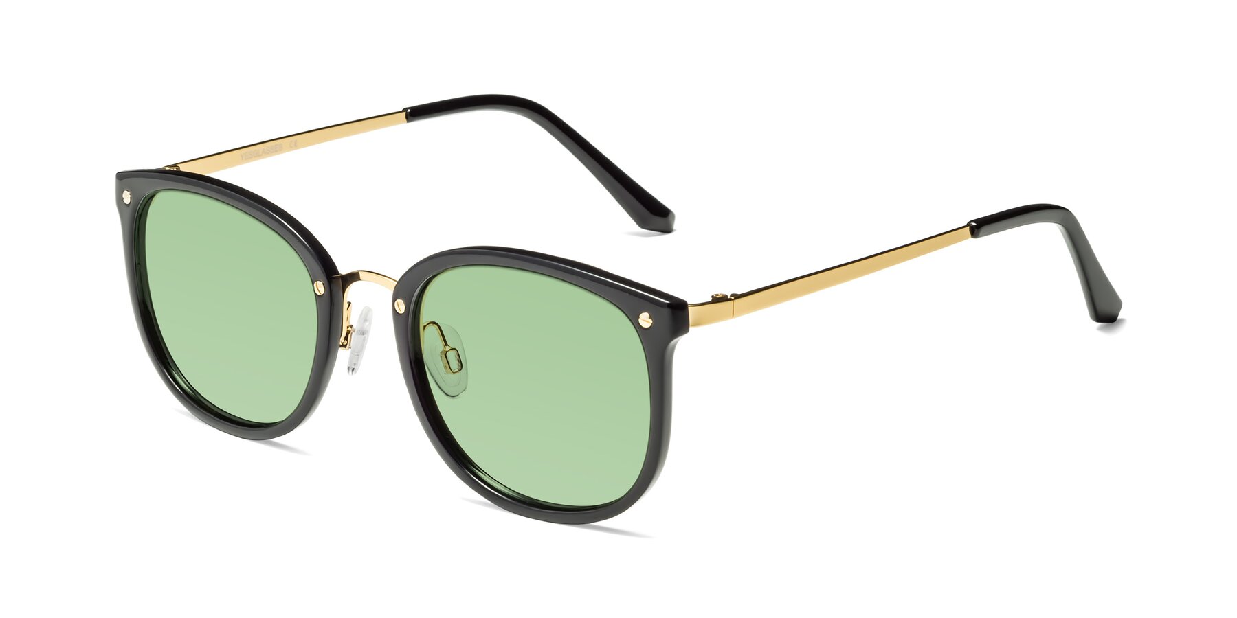 Angle of Timeless in Black-Gold with Medium Green Tinted Lenses