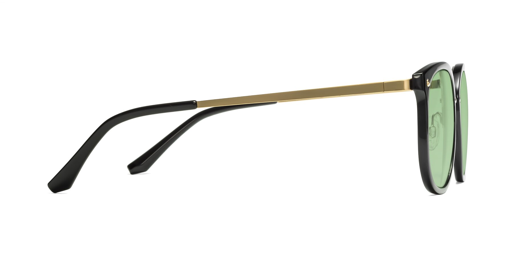 Side of Timeless in Black-Gold with Medium Green Tinted Lenses