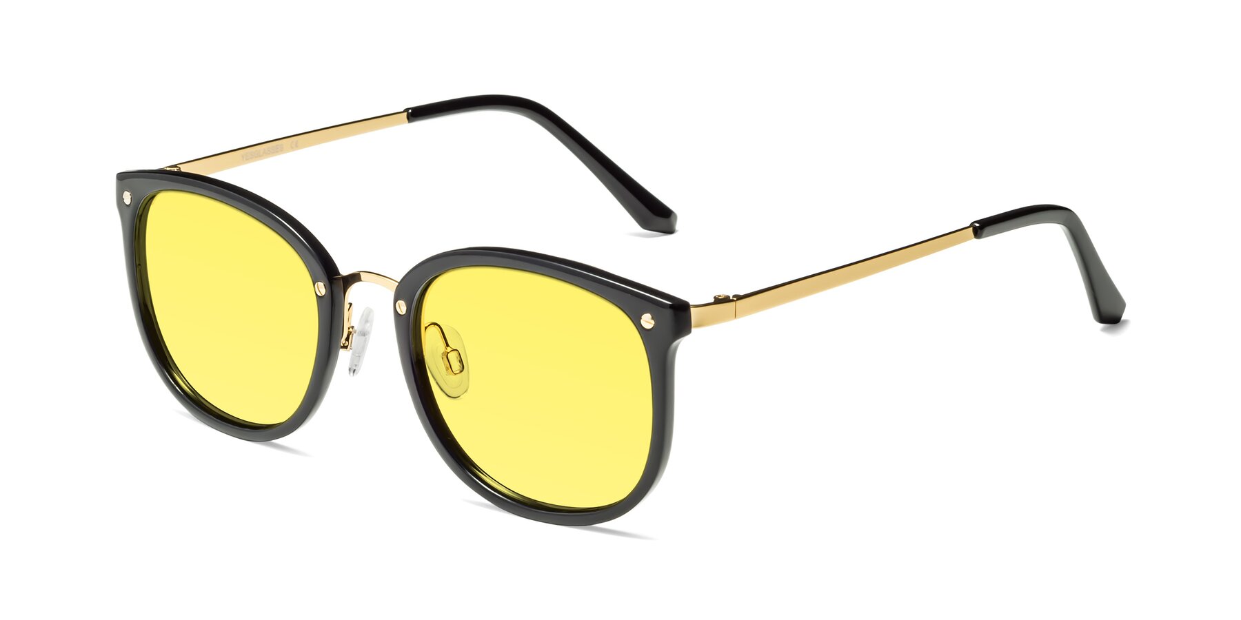Angle of Timeless in Black-Gold with Medium Yellow Tinted Lenses