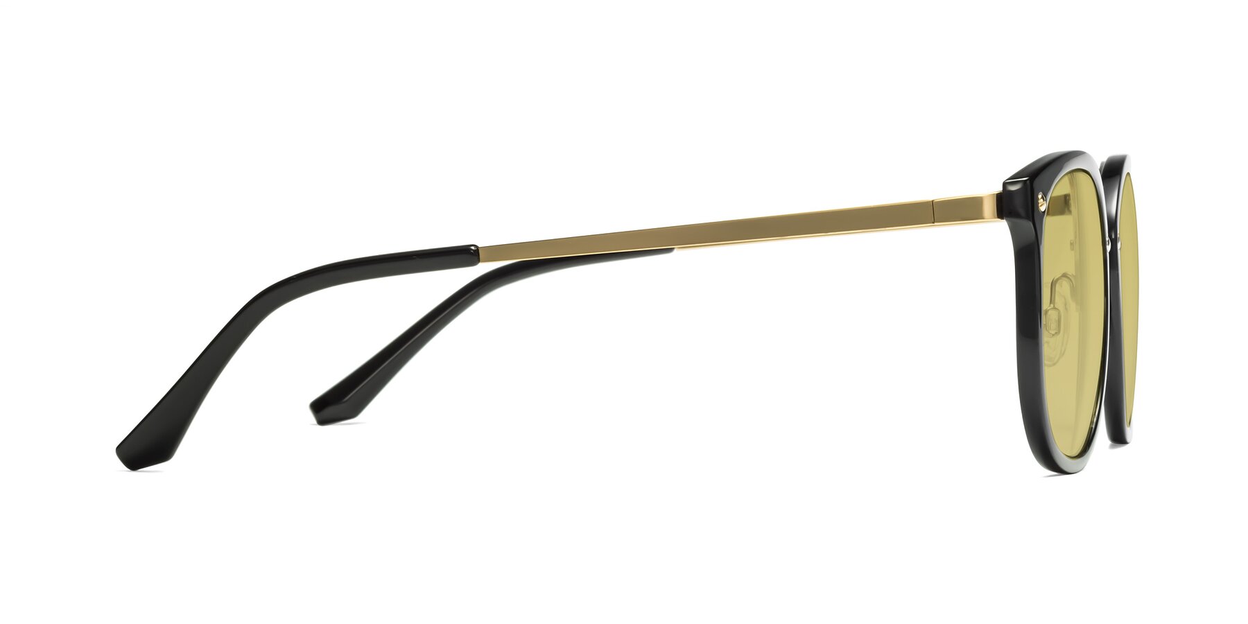 Side of Timeless in Black-Gold with Medium Champagne Tinted Lenses