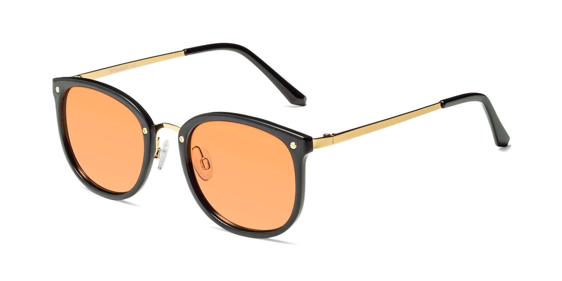 Angle of Timeless in Black-Gold with Medium Orange Tinted Lenses