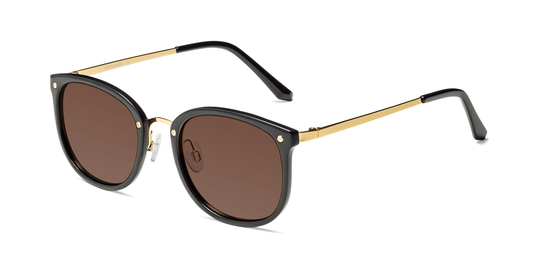 Angle of Timeless in Black-Gold with Brown Tinted Lenses