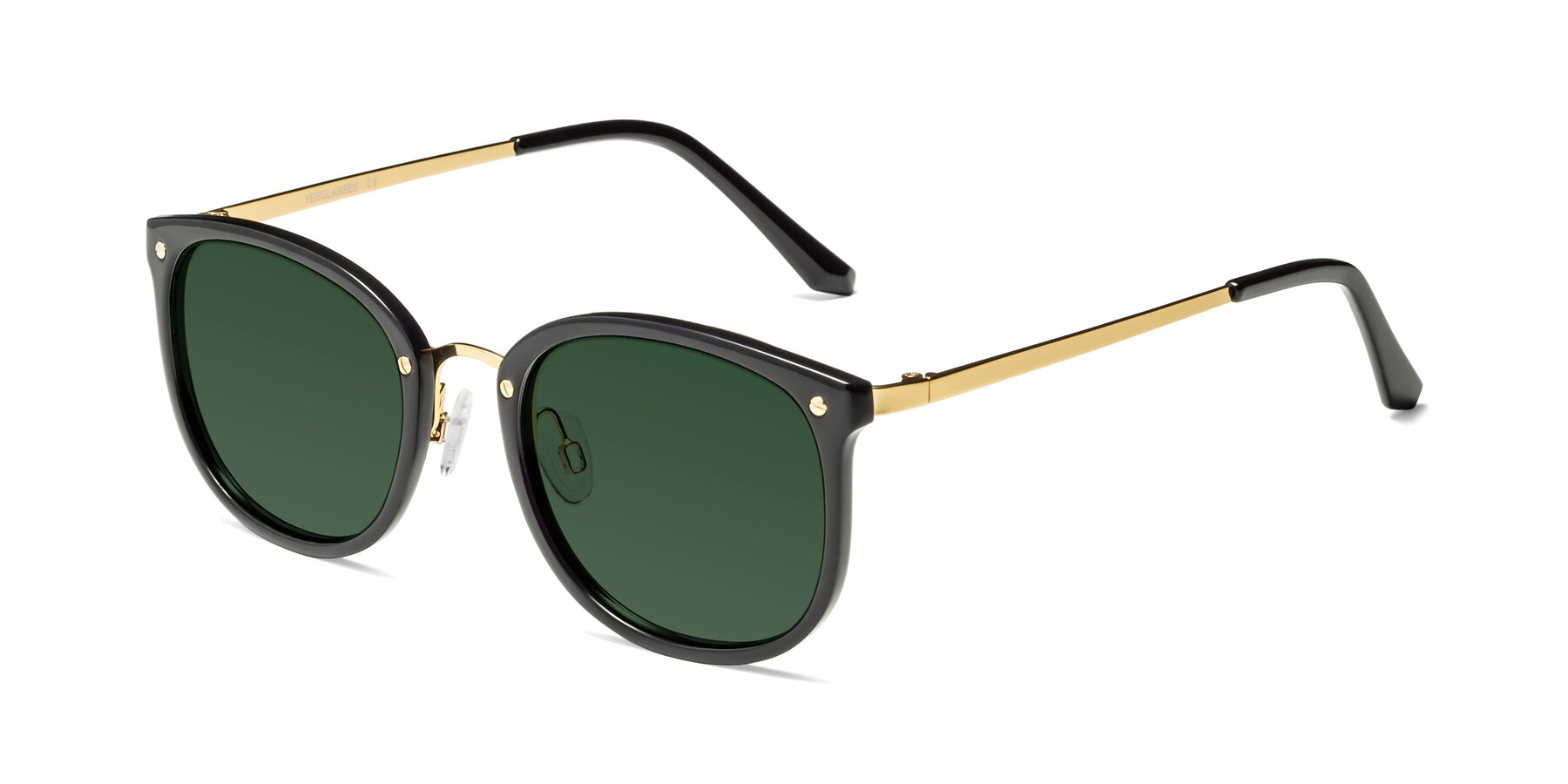 Angle of Timeless in Black-Gold with Green Tinted Lenses