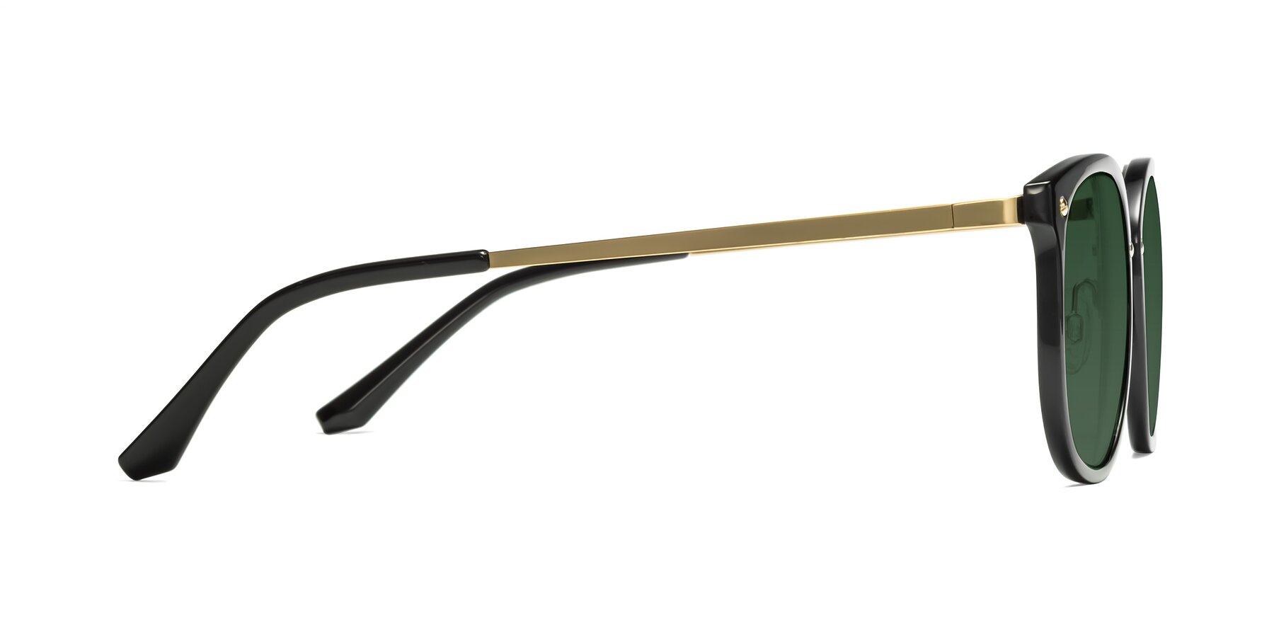 Side of Timeless in Black-Gold with Green Tinted Lenses