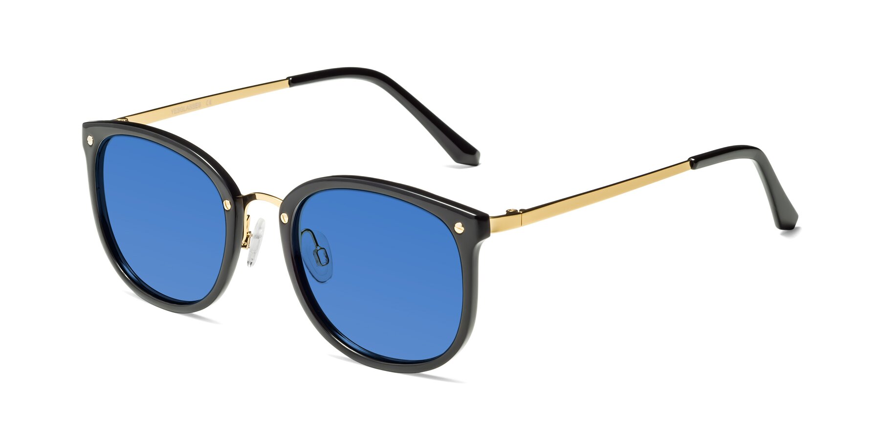 Angle of Timeless in Black-Gold with Blue Tinted Lenses
