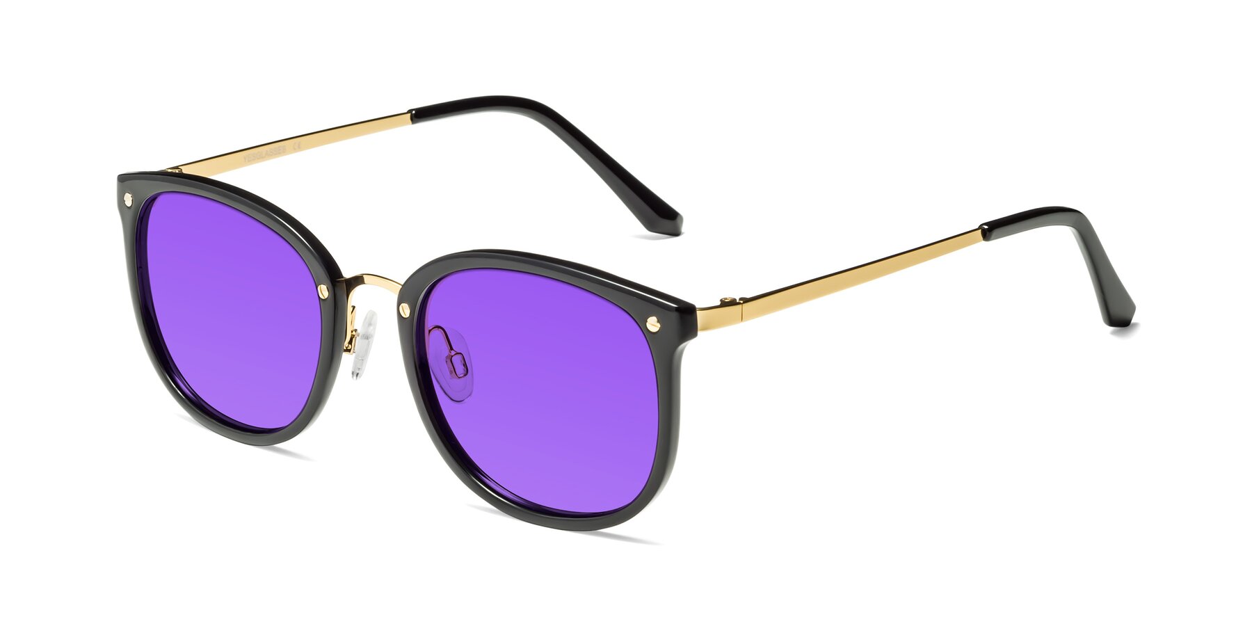 Angle of Timeless in Black-Gold with Purple Tinted Lenses