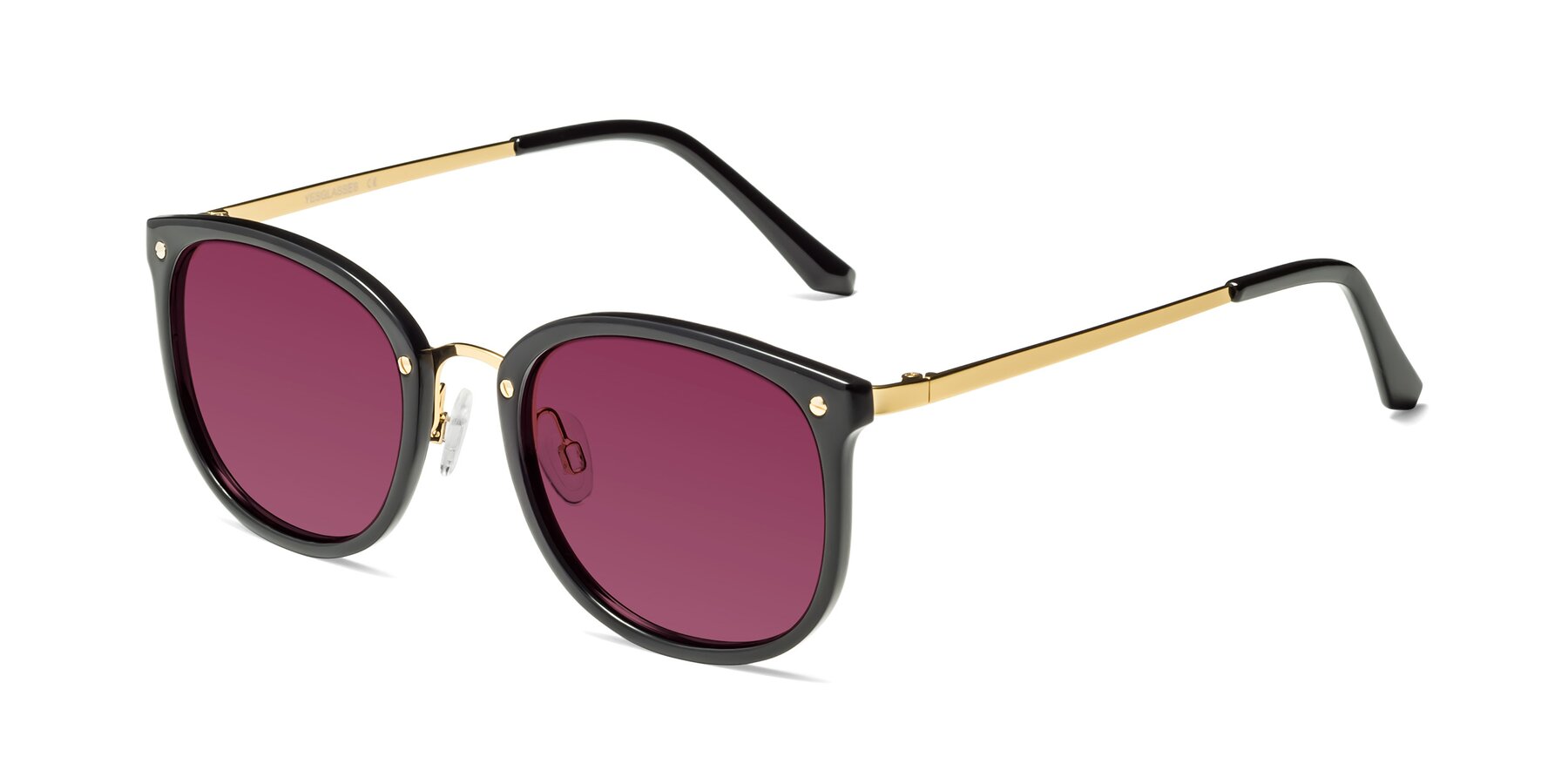 Angle of Timeless in Black-Gold with Wine Tinted Lenses