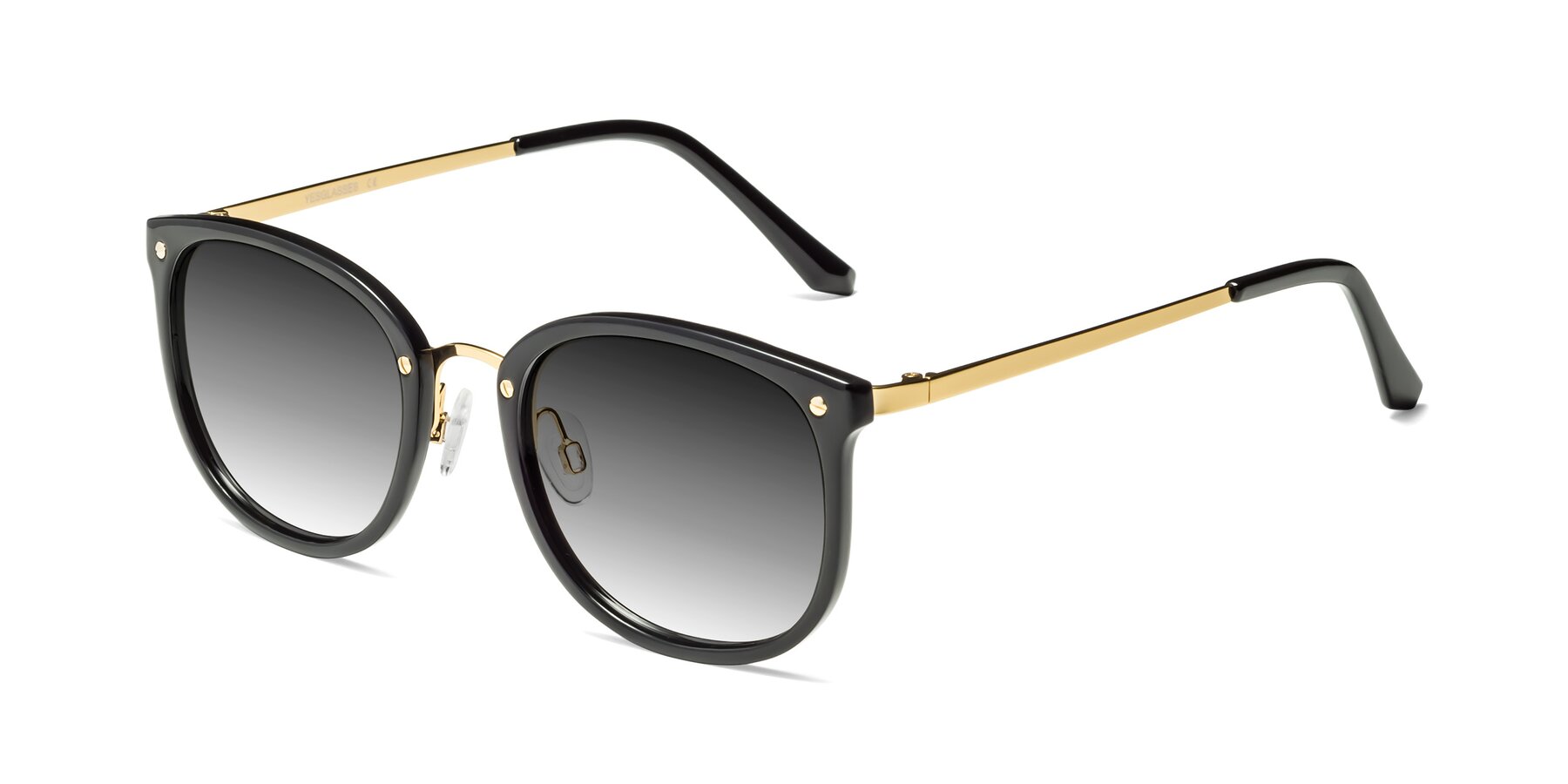 Angle of Timeless in Black-Gold with Gray Gradient Lenses