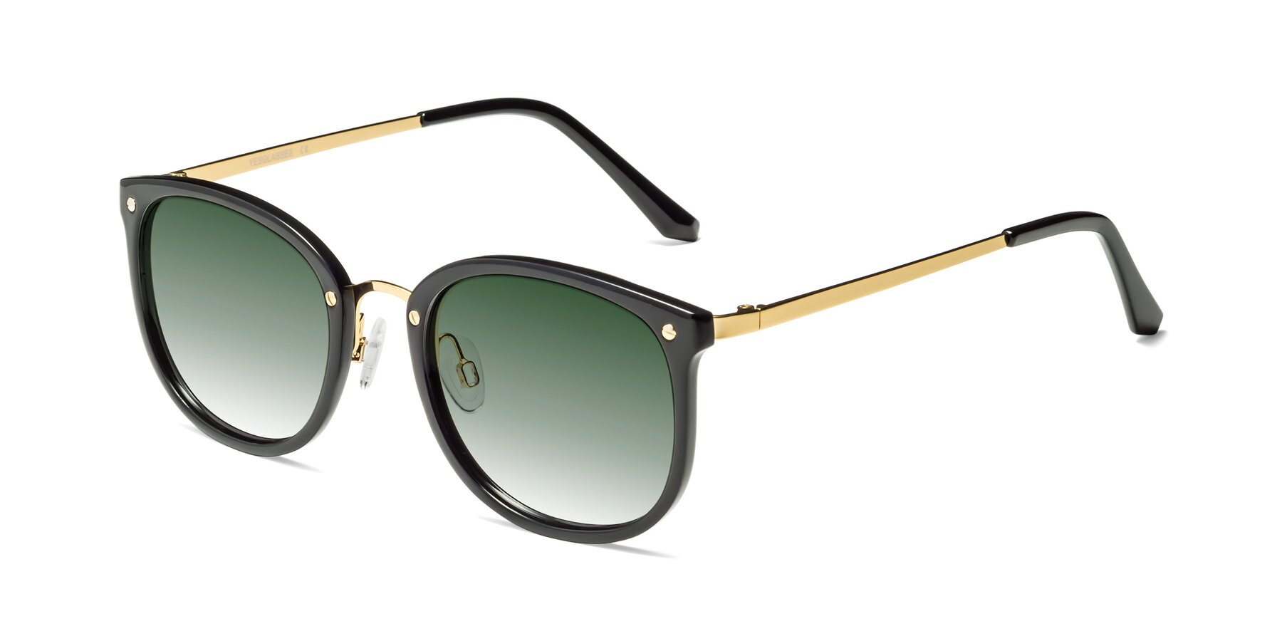 Angle of Timeless in Black-Gold with Green Gradient Lenses