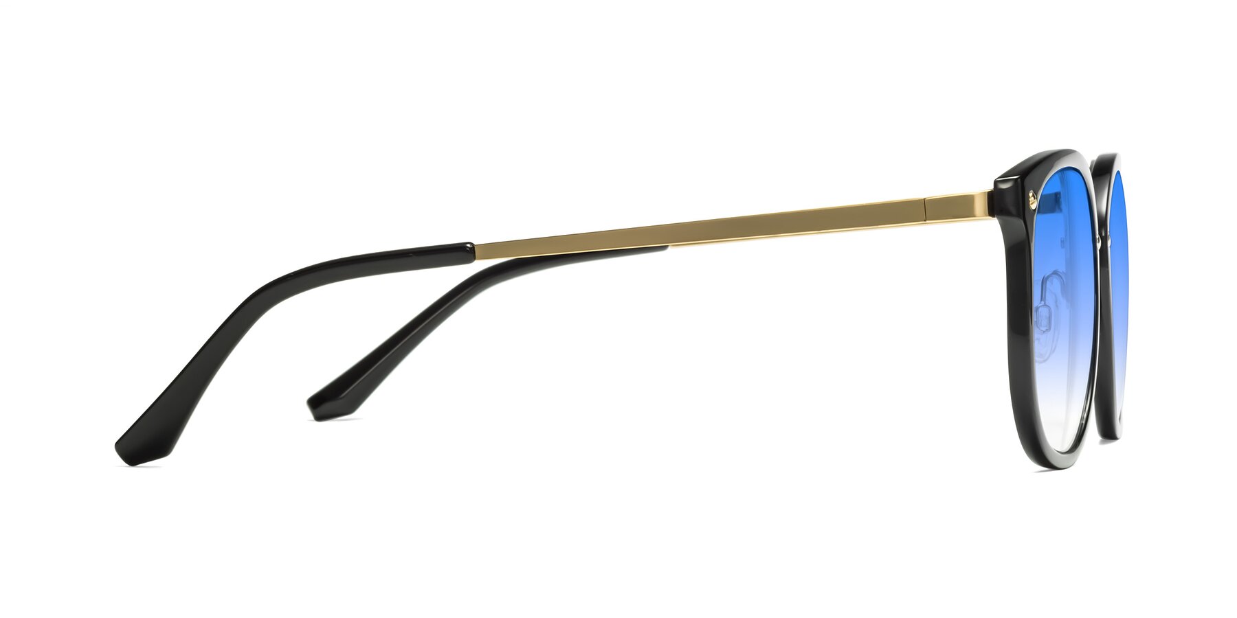 Side of Timeless in Black-Gold with Blue Gradient Lenses
