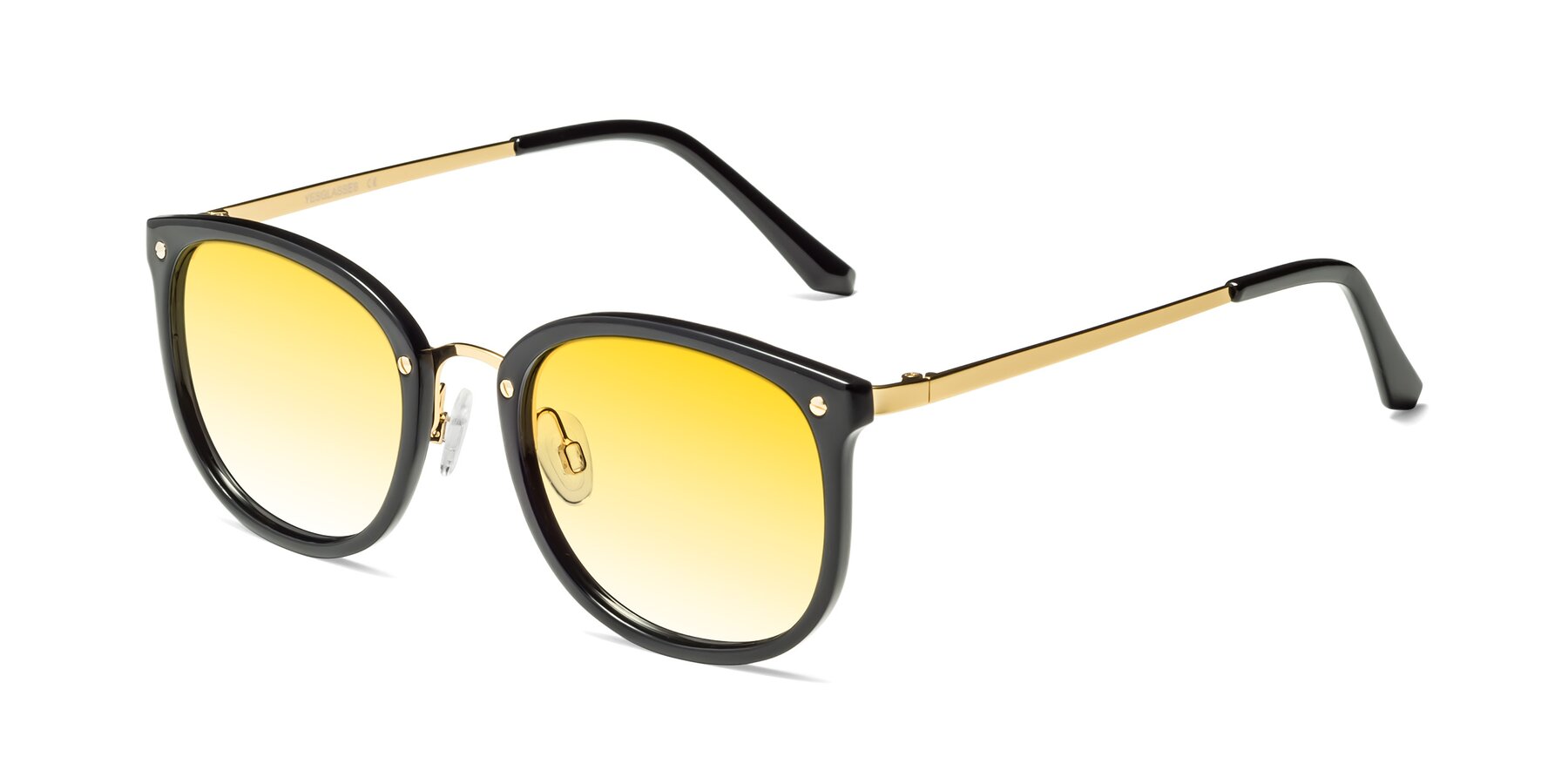 Angle of Timeless in Black-Gold with Yellow Gradient Lenses