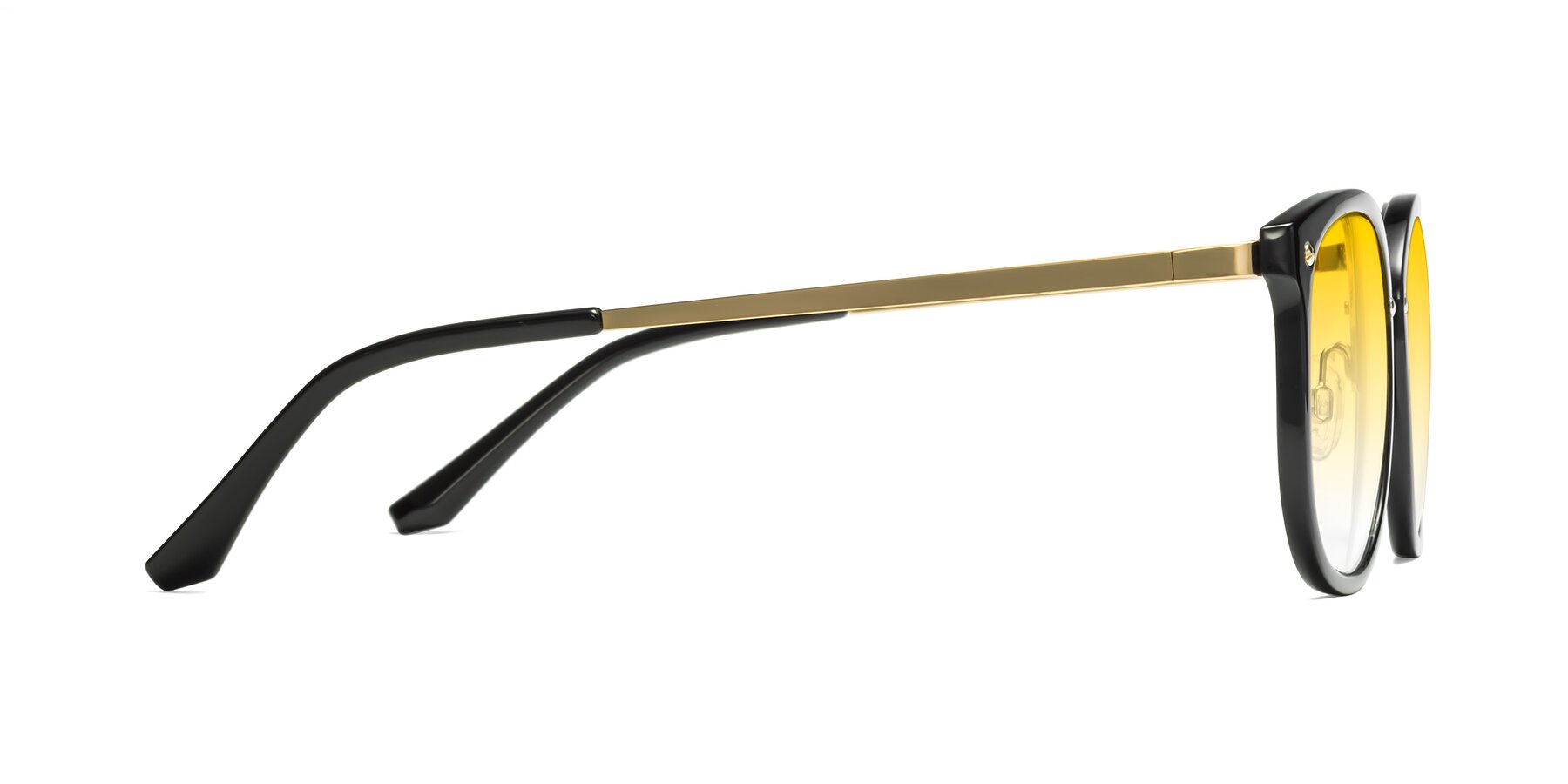 Side of Timeless in Black-Gold with Yellow Gradient Lenses