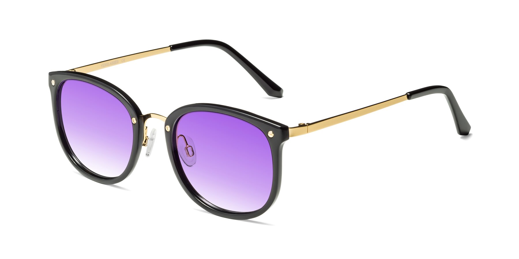 Angle of Timeless in Black-Gold with Purple Gradient Lenses