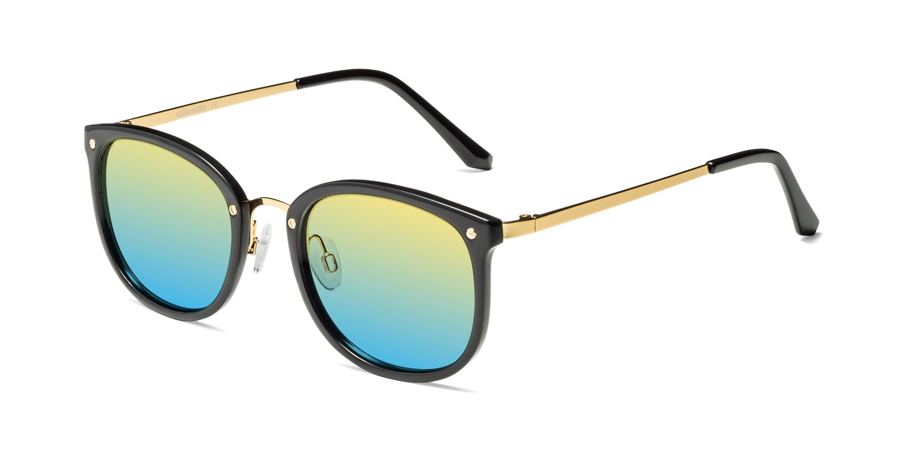 Angle of Timeless in Black-Gold with Yellow / Blue Gradient Lenses