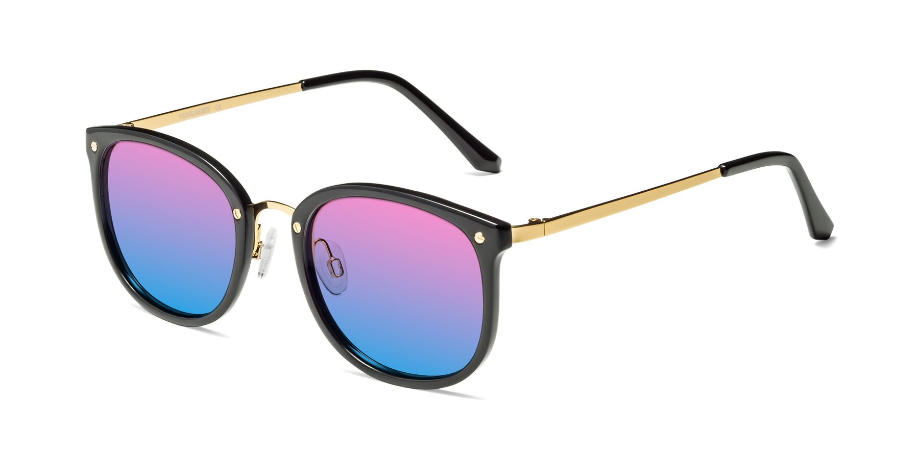 Angle of Timeless in Black-Gold with Pink / Blue Gradient Lenses