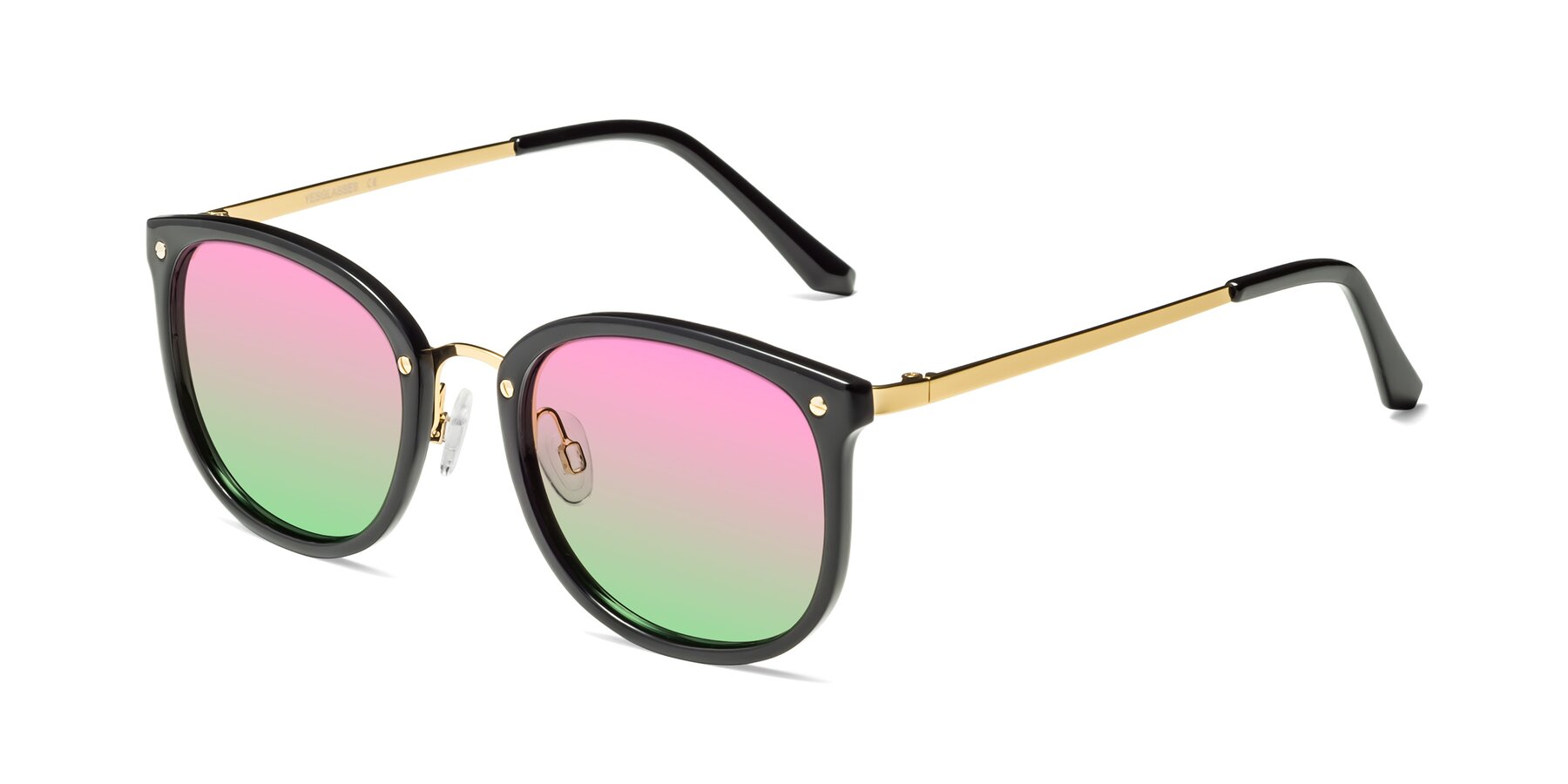 Angle of Timeless in Black-Gold with Pink / Green Gradient Lenses