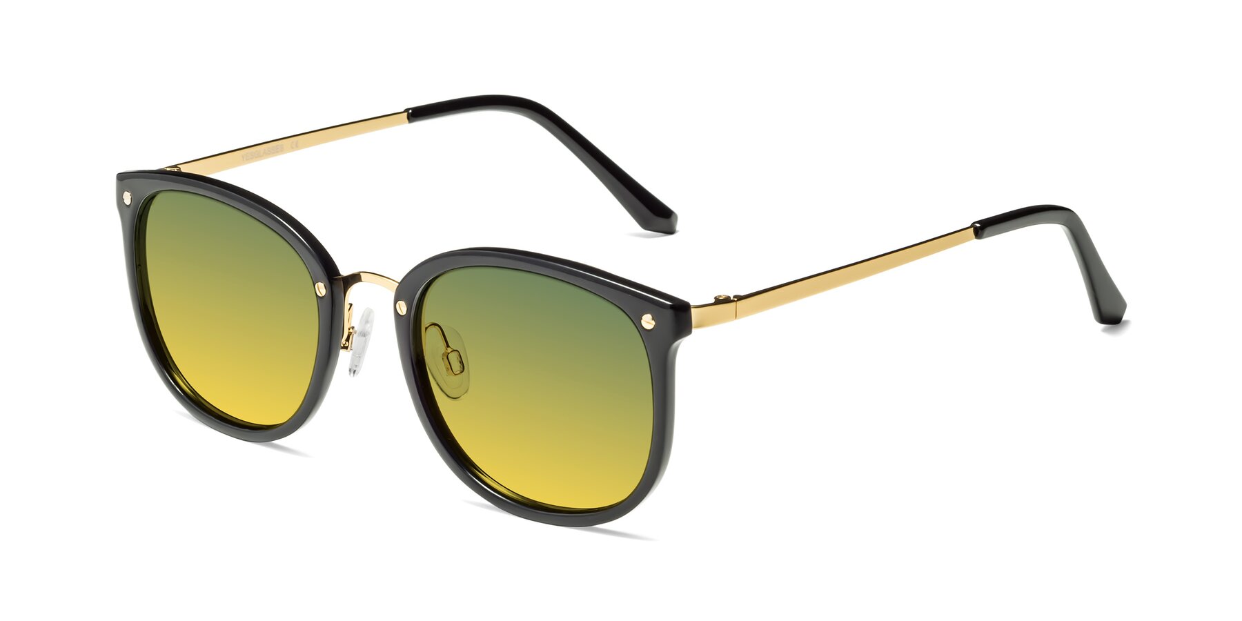 Angle of Timeless in Black-Gold with Green / Yellow Gradient Lenses