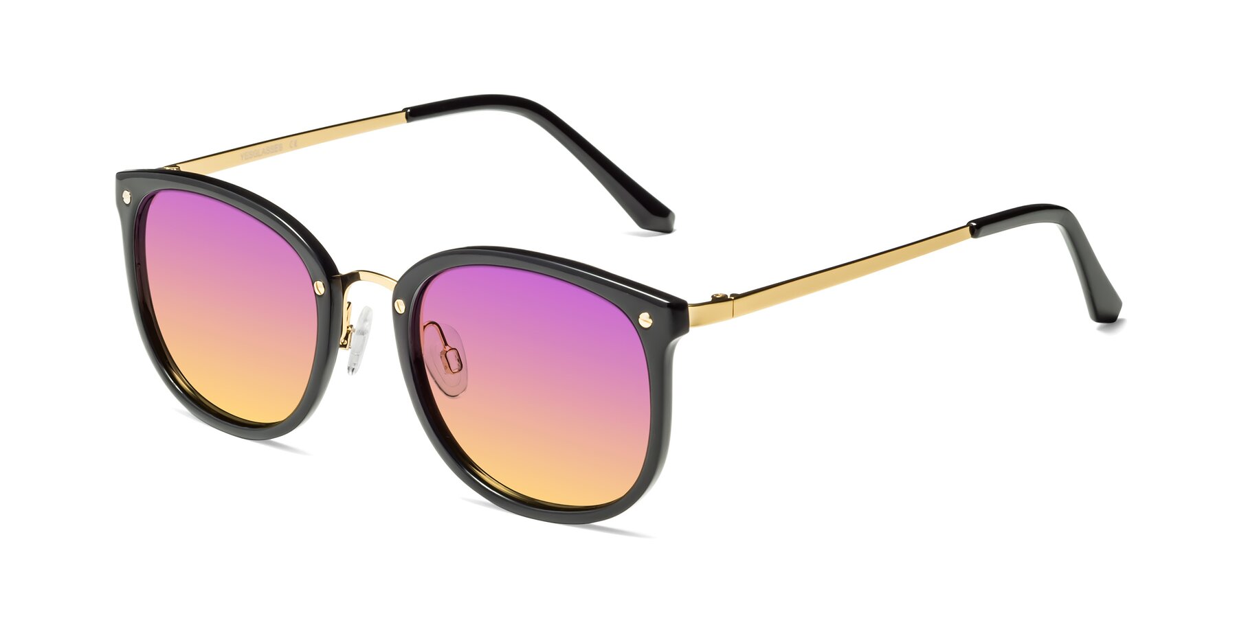Angle of Timeless in Black-Gold with Purple / Yellow Gradient Lenses