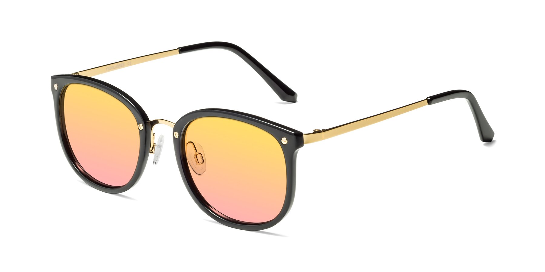 Angle of Timeless in Black-Gold with Yellow / Pink Gradient Lenses