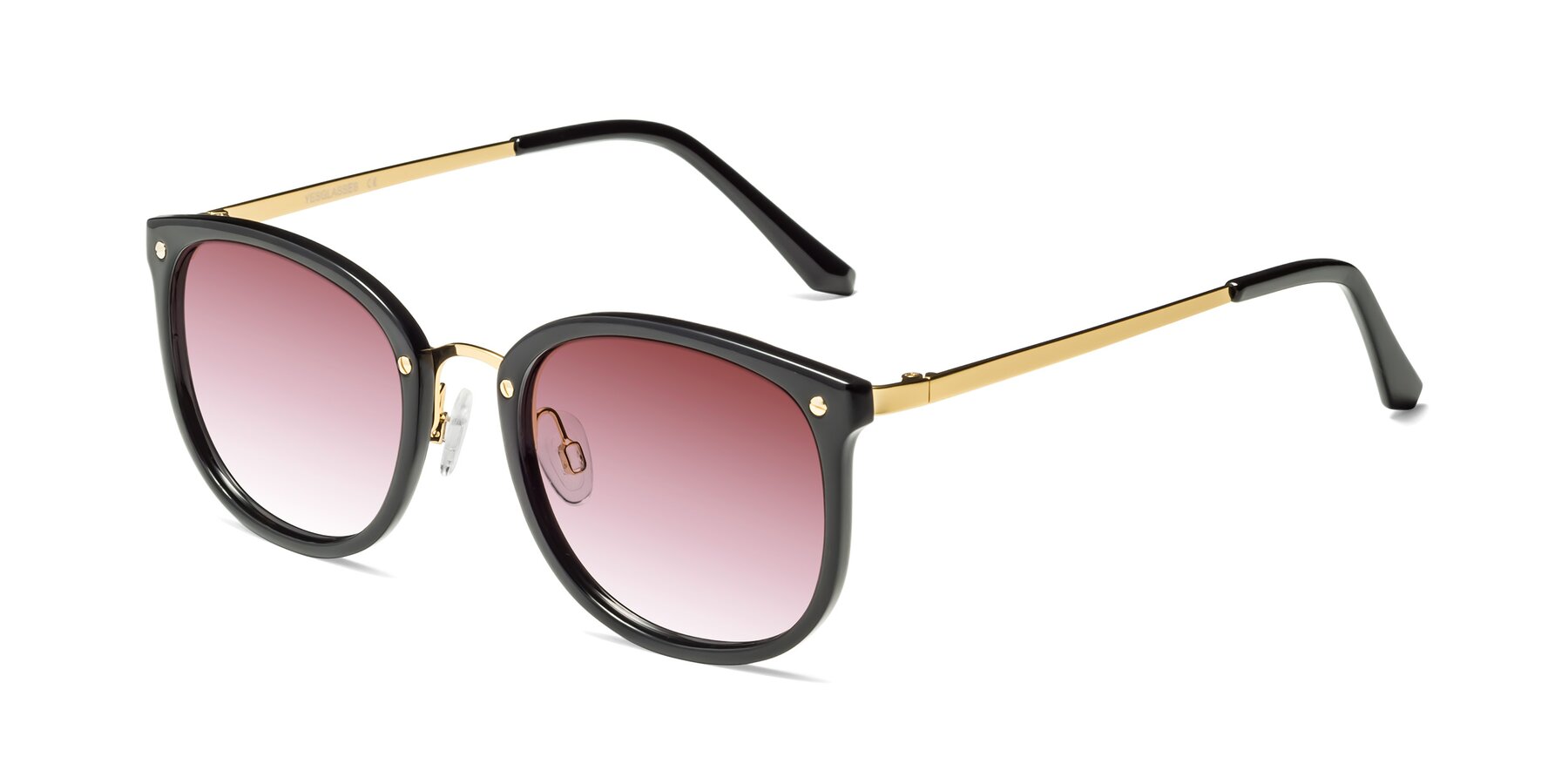 Angle of Timeless in Black-Gold with Garnet Gradient Lenses