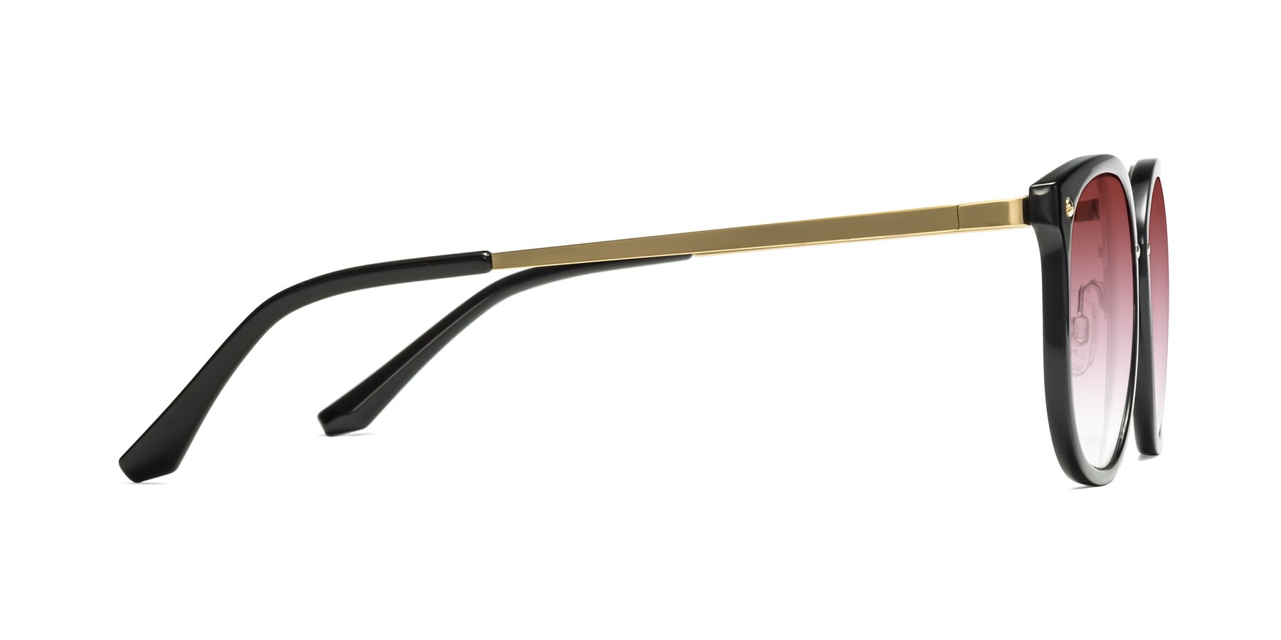 Side of Timeless in Black-Gold with Garnet Gradient Lenses