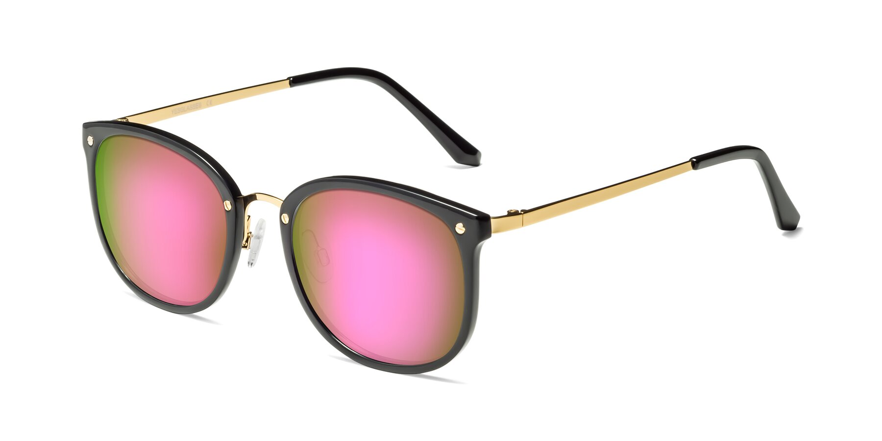 Angle of Timeless in Black-Gold with Pink Mirrored Lenses