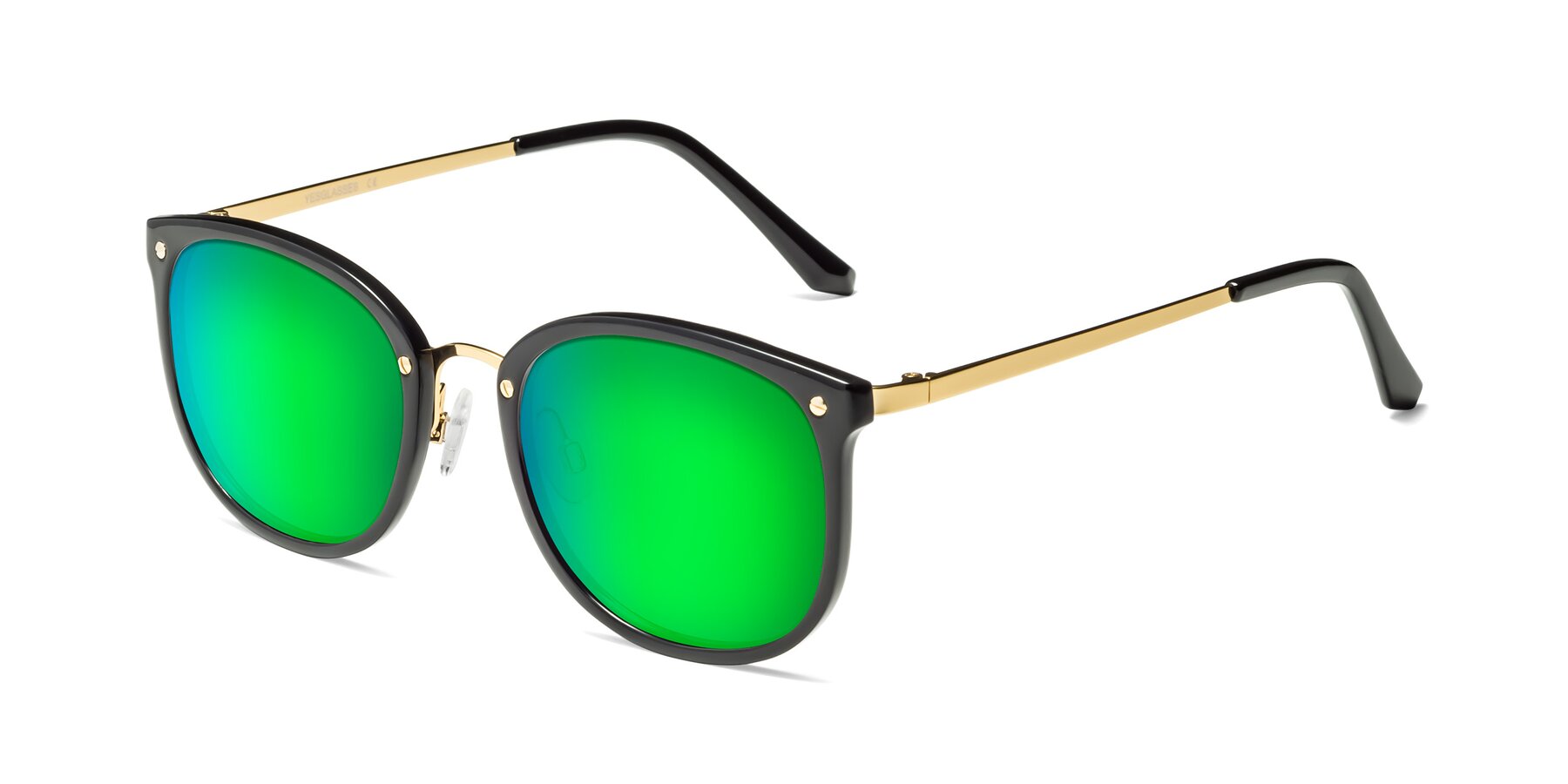 Angle of Timeless in Black-Gold with Green Mirrored Lenses