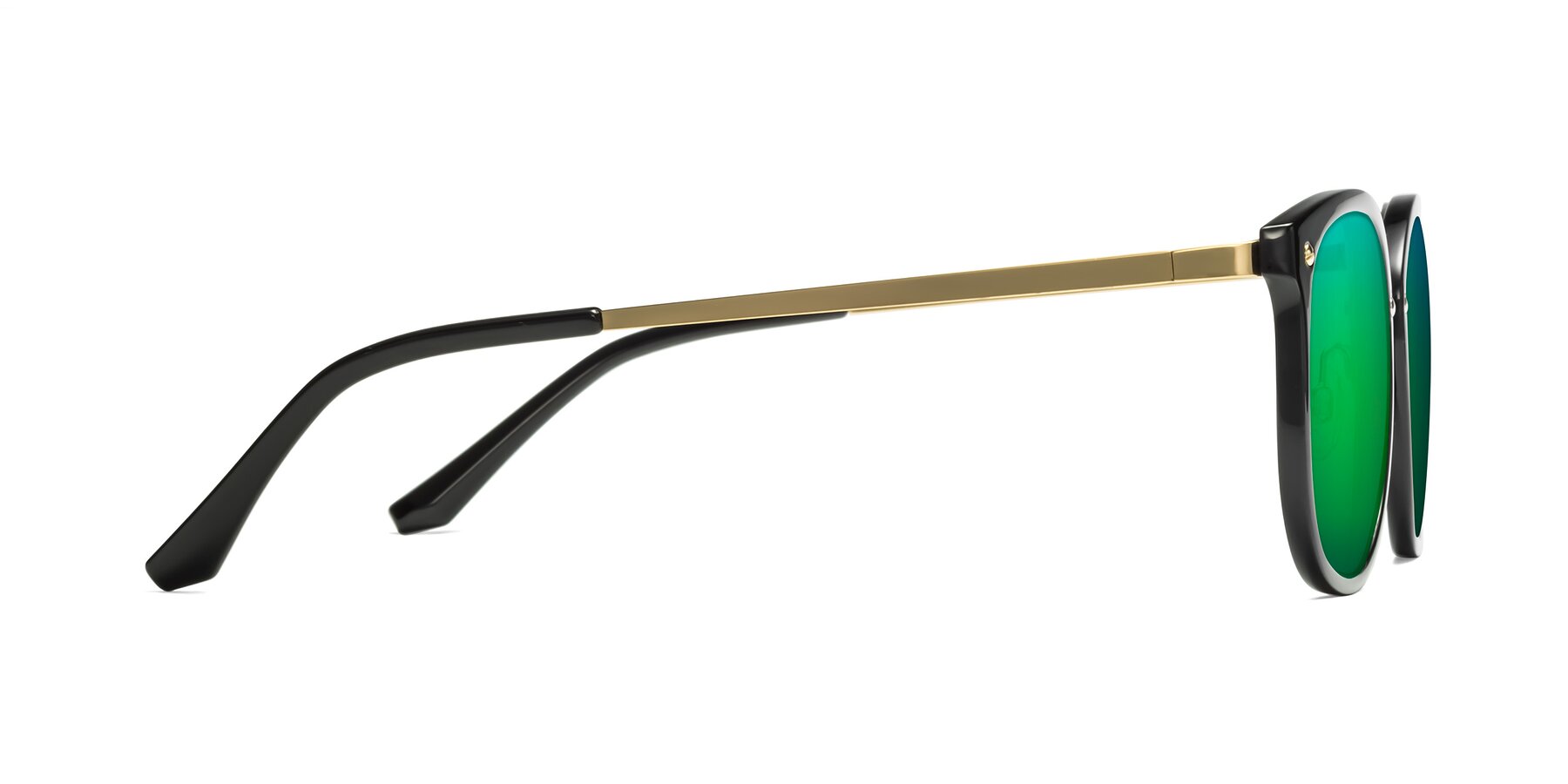 Side of Timeless in Black-Gold with Green Mirrored Lenses