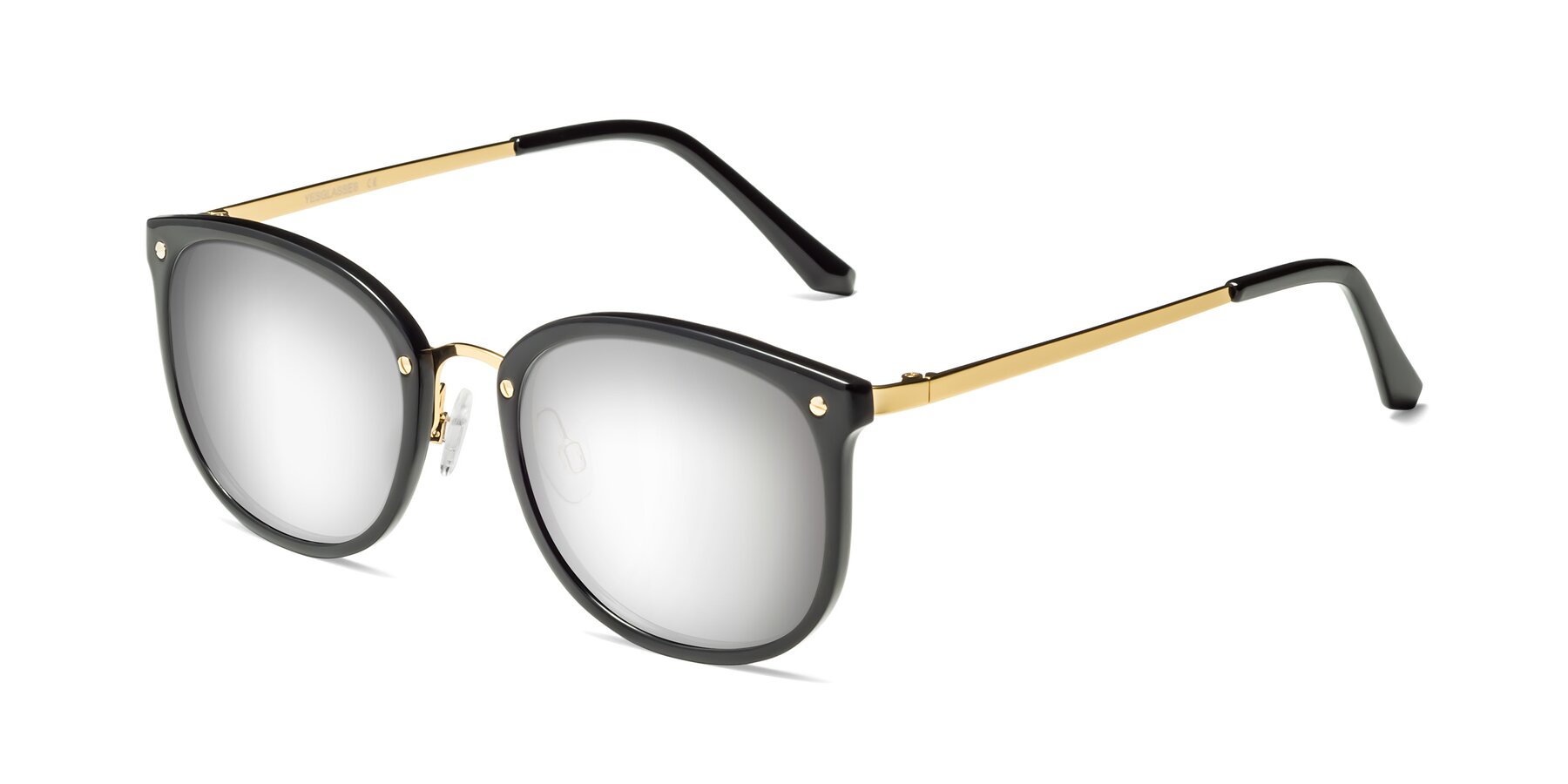Angle of Timeless in Black-Gold with Silver Mirrored Lenses