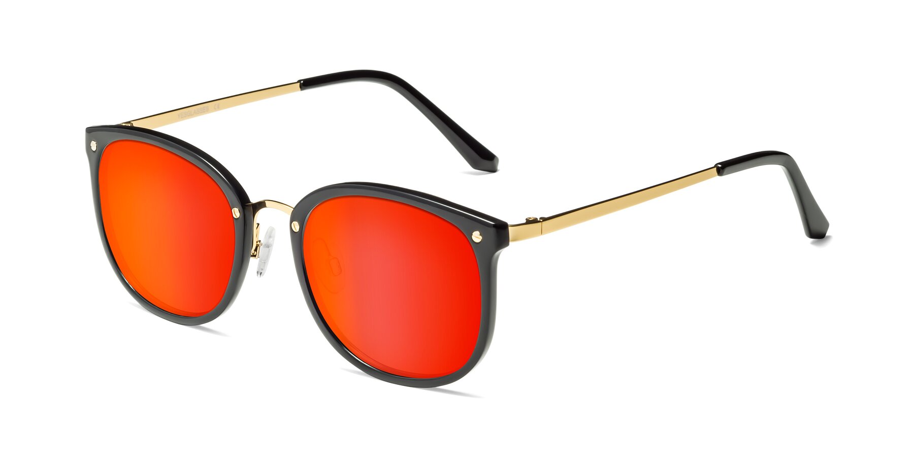 Angle of Timeless in Black-Gold with Red Gold Mirrored Lenses