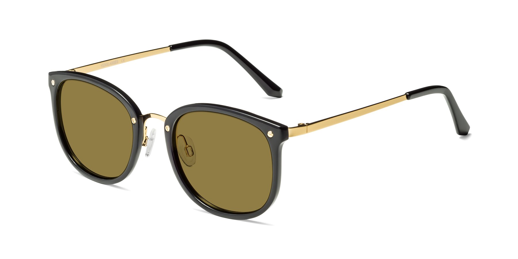 Angle of Timeless in Black-Gold with Brown Polarized Lenses