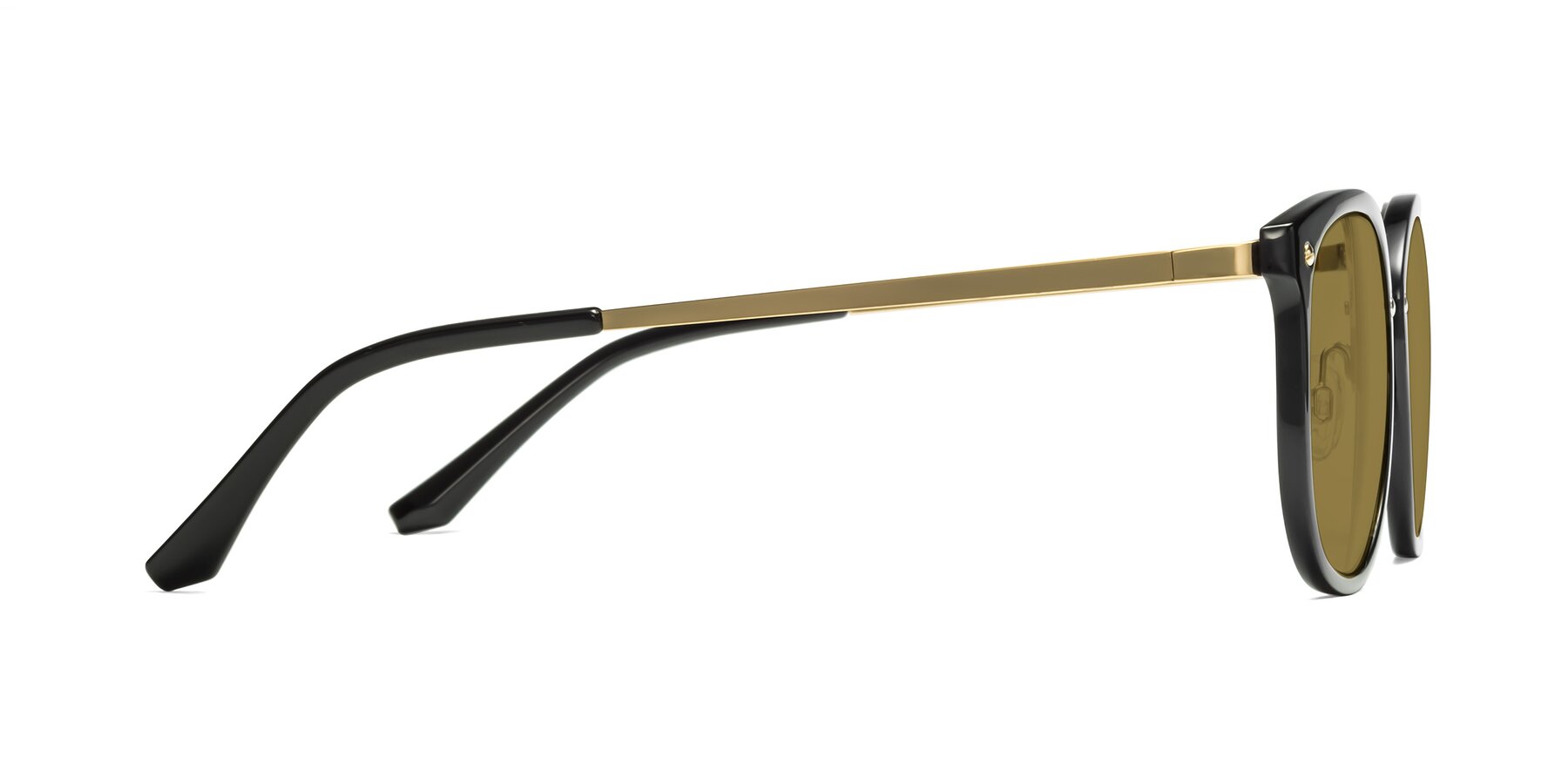 Side of Timeless in Black-Gold with Brown Polarized Lenses