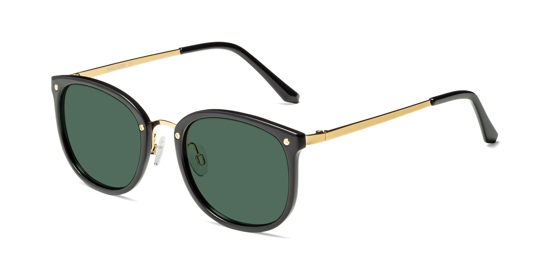 Angle of Timeless in Black-Gold with Green Polarized Lenses
