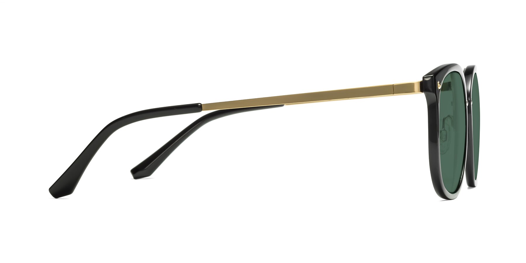 Side of Timeless in Black-Gold with Green Polarized Lenses