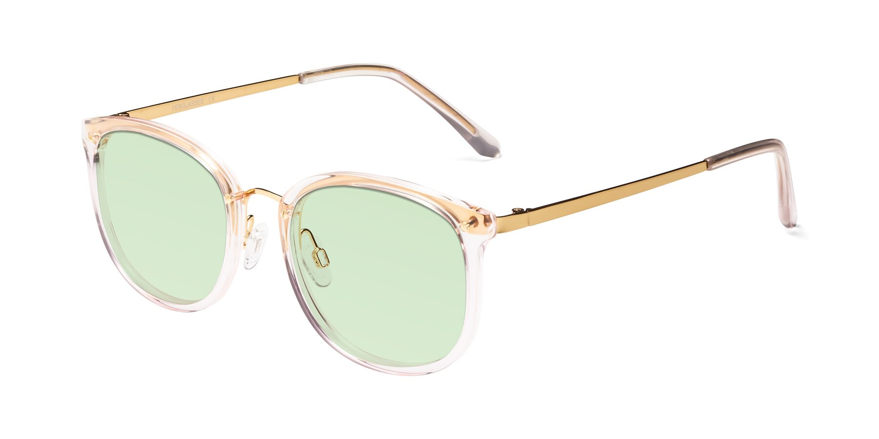 Angle of Timeless in Transparent Pink with Light Green Tinted Lenses