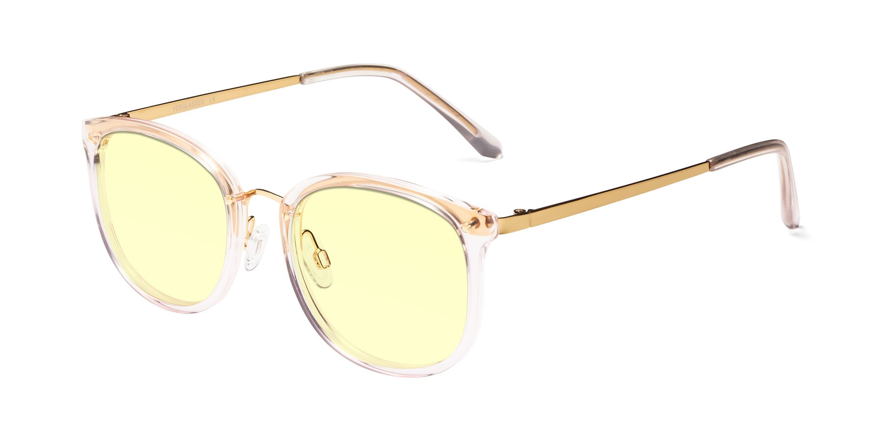 Angle of Timeless in Transparent Pink with Light Yellow Tinted Lenses