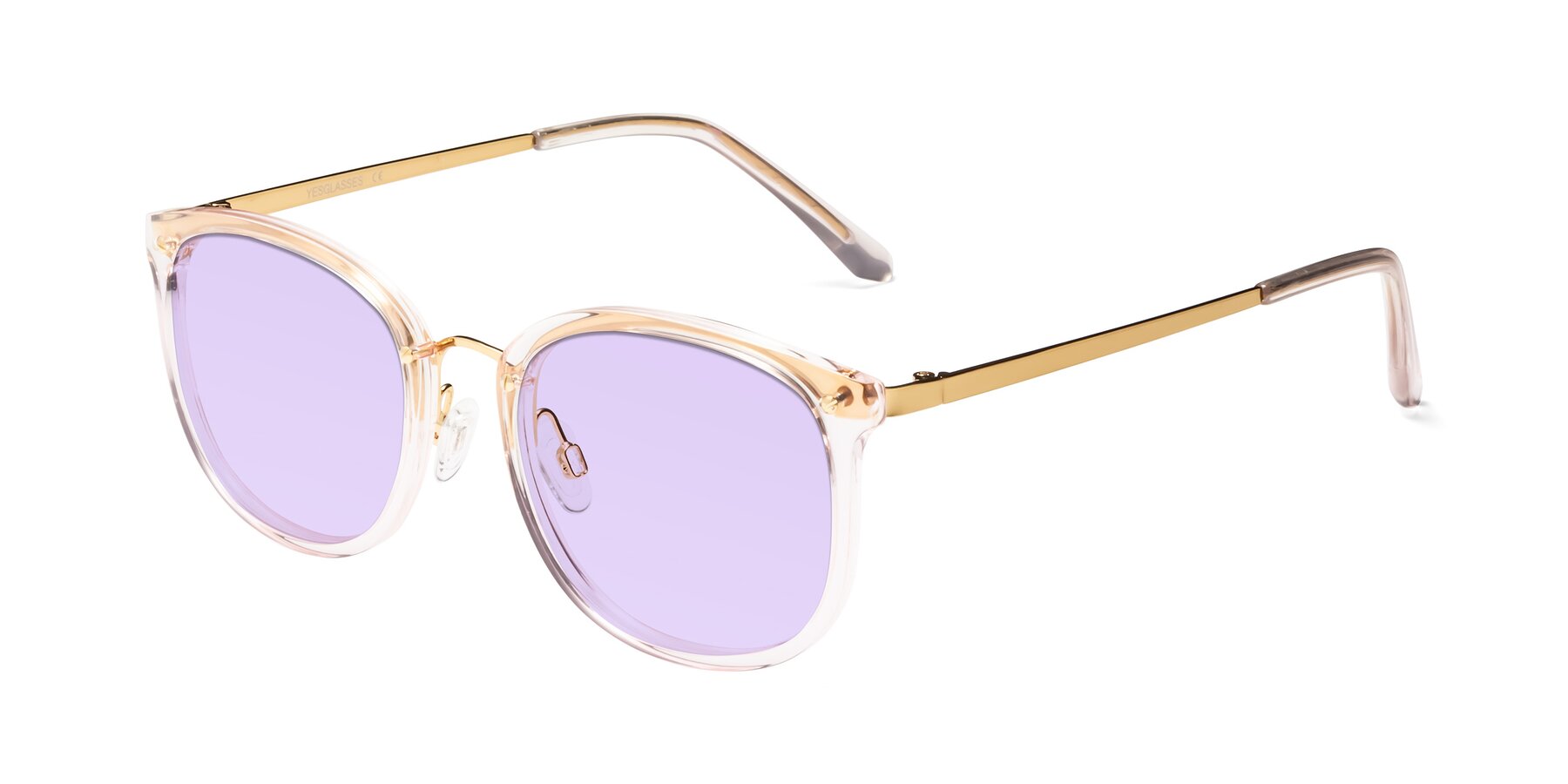 Angle of Timeless in Transparent Pink with Light Purple Tinted Lenses