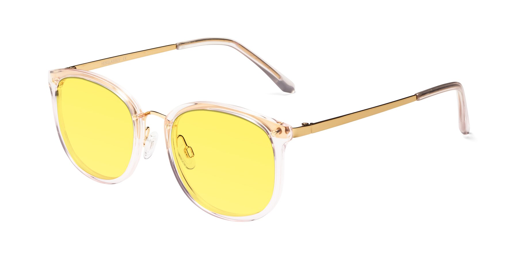 Angle of Timeless in Transparent Pink with Medium Yellow Tinted Lenses