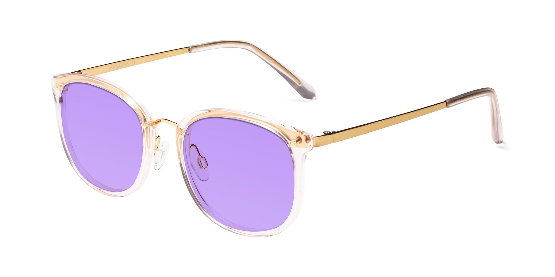 Angle of Timeless in Transparent Pink with Medium Purple Tinted Lenses