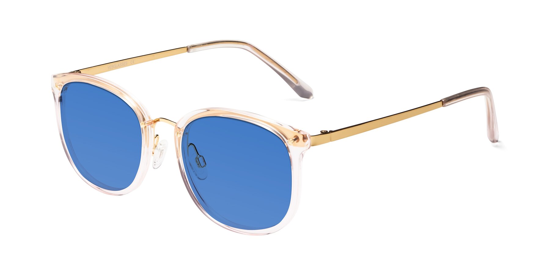 Angle of Timeless in Transparent Pink with Blue Tinted Lenses