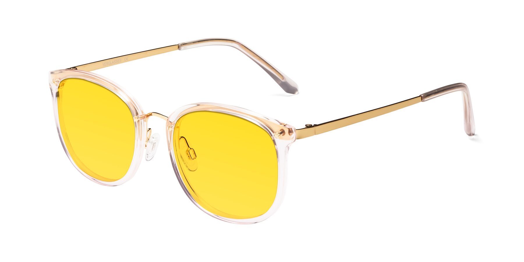 Angle of Timeless in Transparent Pink with Yellow Tinted Lenses