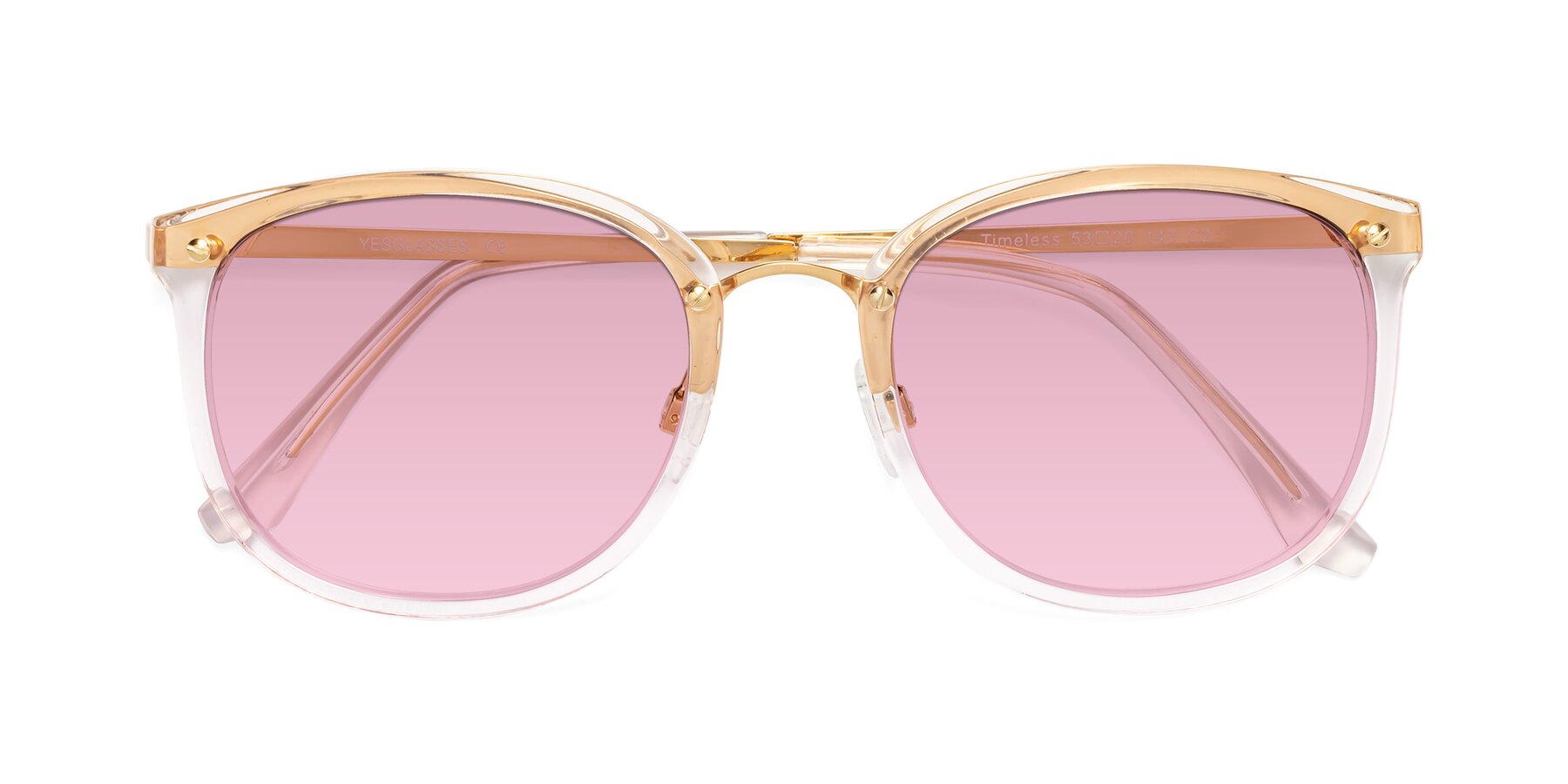 Folded Front of Timeless in Transparent Pink with Light Wine Tinted Lenses