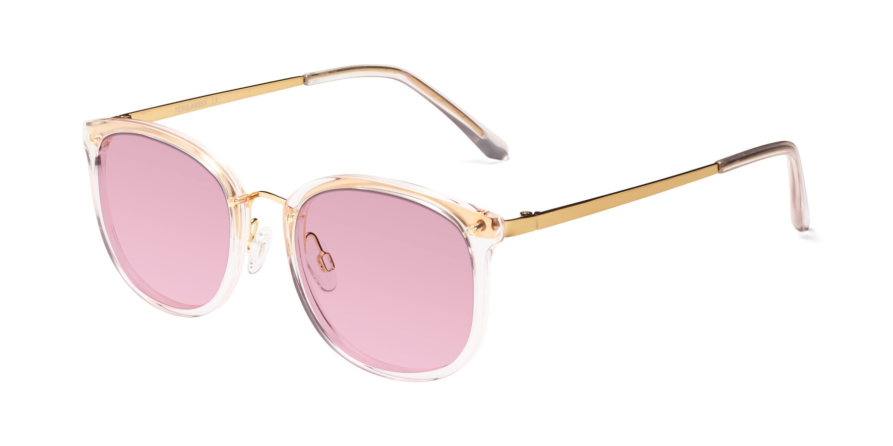 Angle of Timeless in Transparent Pink with Light Wine Tinted Lenses