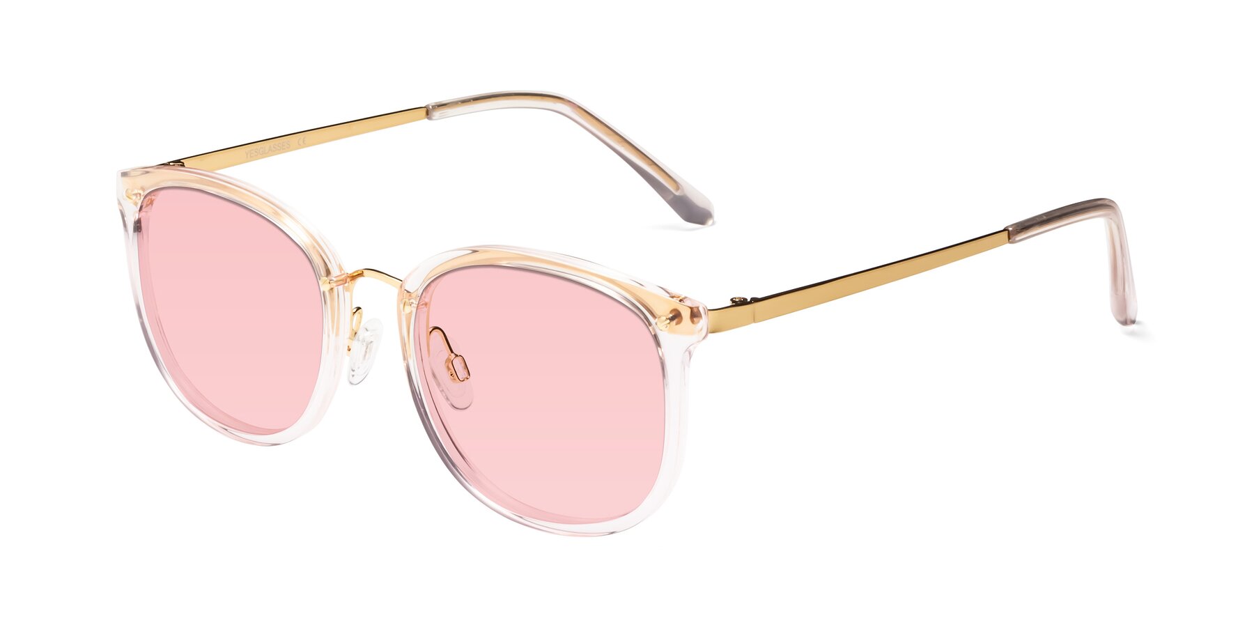 Angle of Timeless in Transparent Pink with Light Garnet Tinted Lenses