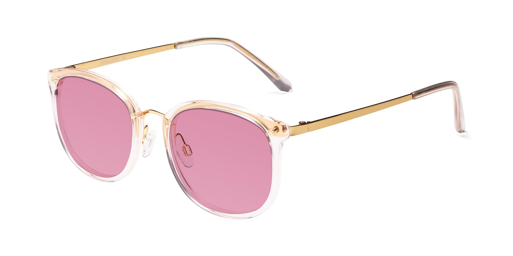 Angle of Timeless in Transparent Pink with Medium Wine Tinted Lenses