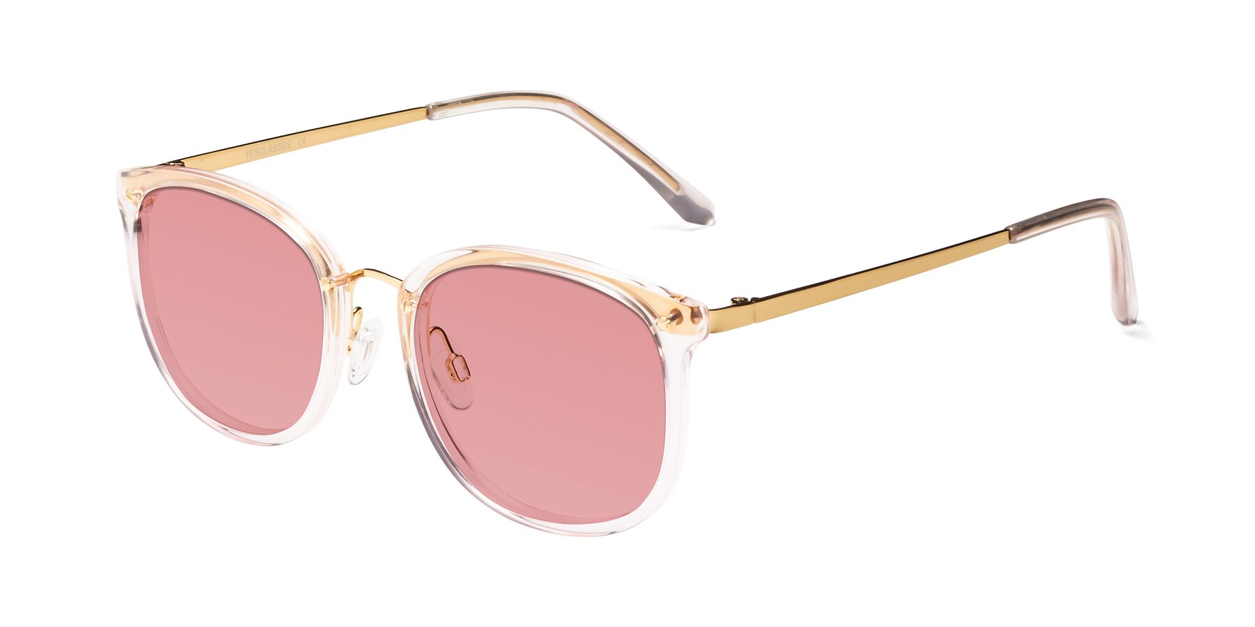 Angle of Timeless in Transparent Pink with Medium Garnet Tinted Lenses