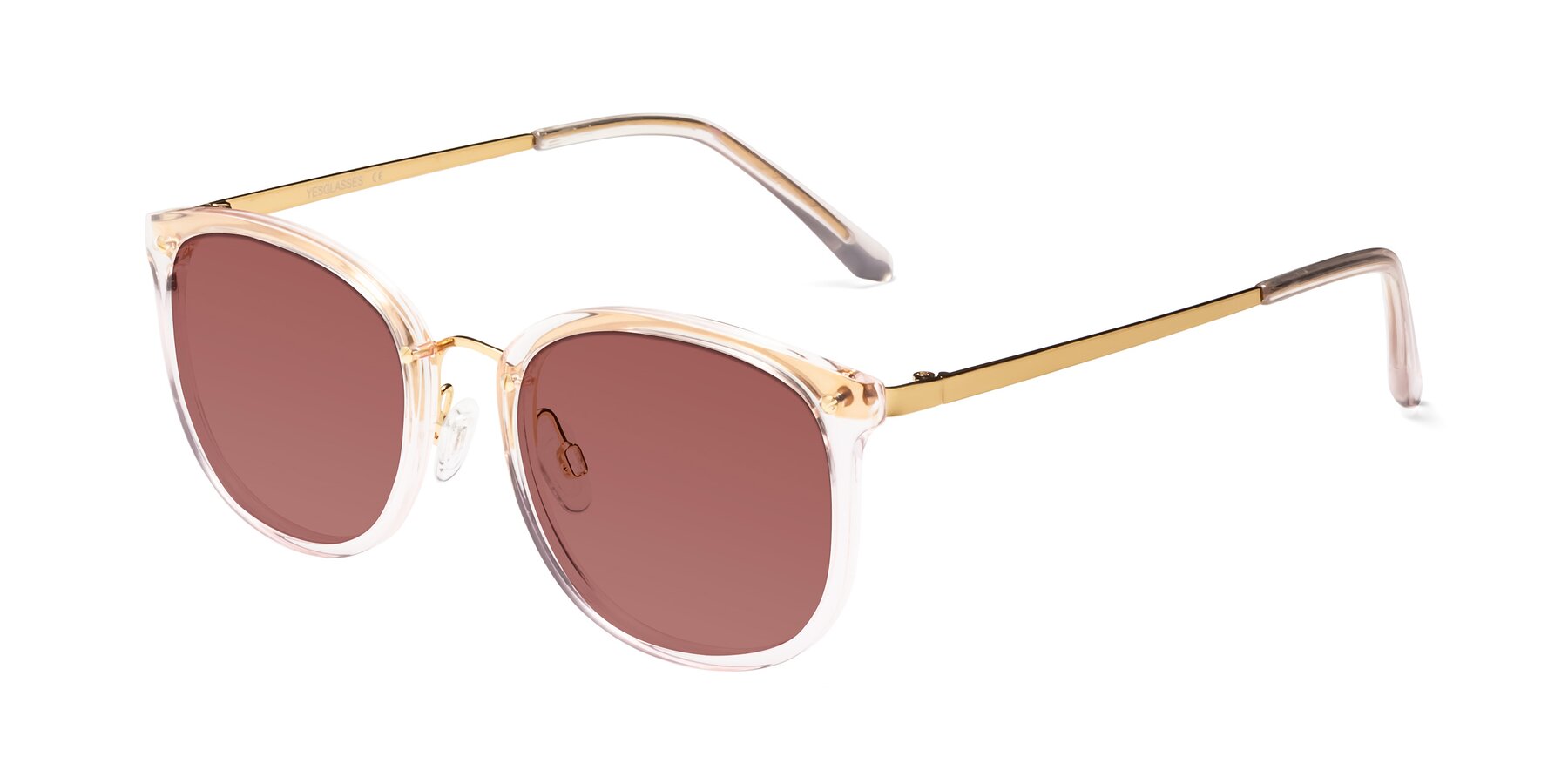 Angle of Timeless in Transparent Pink with Garnet Tinted Lenses