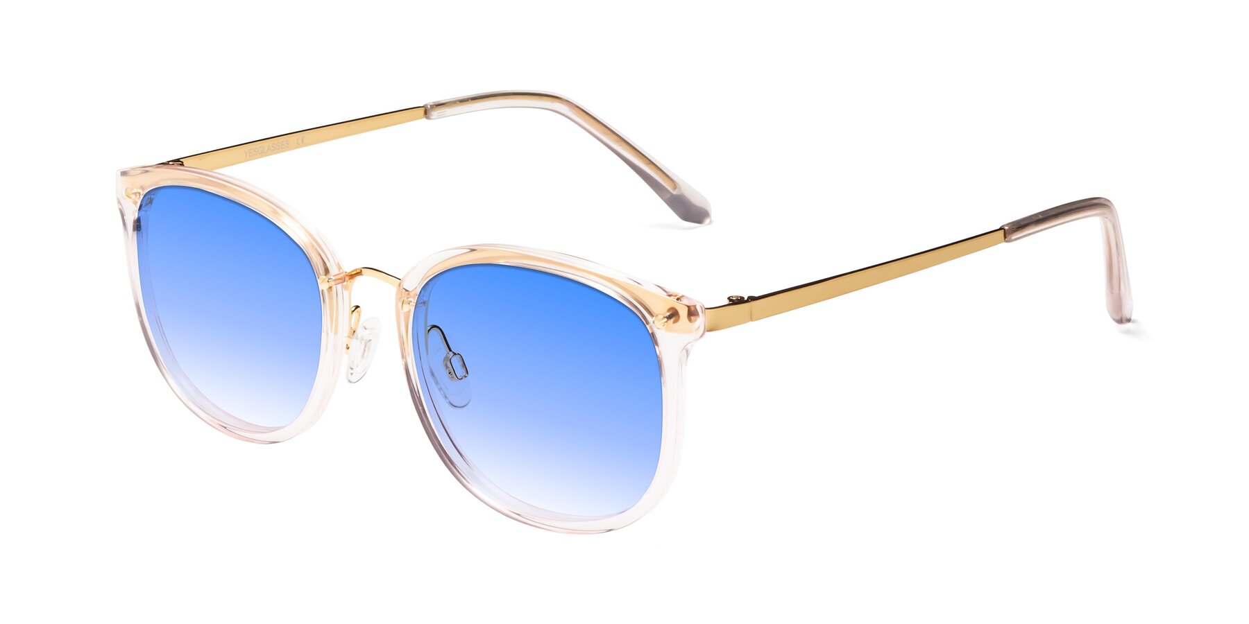 Angle of Timeless in Transparent Pink with Blue Gradient Lenses